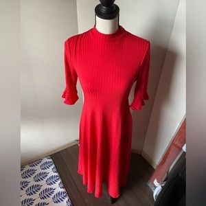 Adorable Modest Midi Dress Red Size Medium